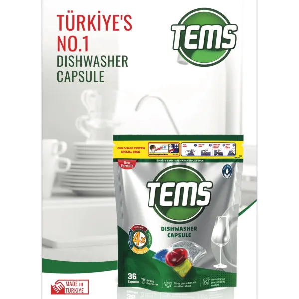 TEMS Dishwasher Capsule – kapsułki do zmywarki 4w1, 36 sztuk